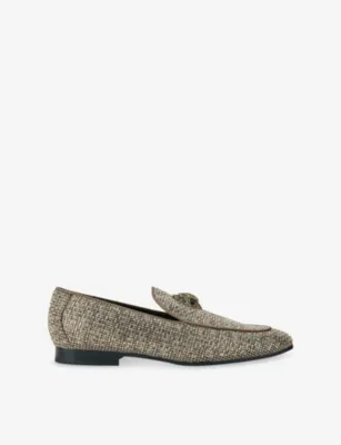 KURT GEIGER LONDON Hugh Herringbone Woven Loafers - EUR 44 / 10 UK MEN in GOLD – Mens | Loafers