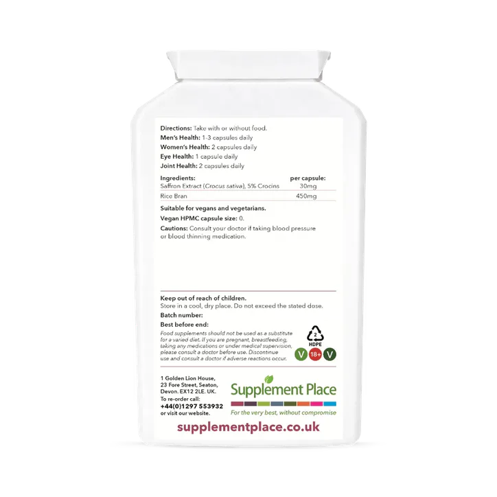 Supplement Place Saffron Extract 30mg | 5% Crocins | 240 Capsules detail 2