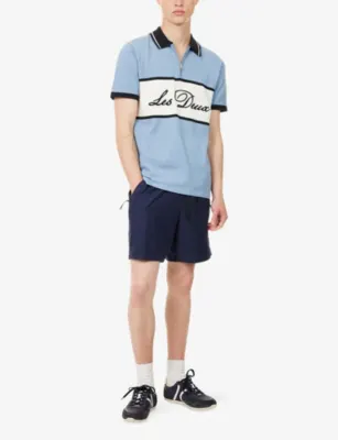 LES DEUX Knitted Zipper Cotton Polo T-Shirt detail 2