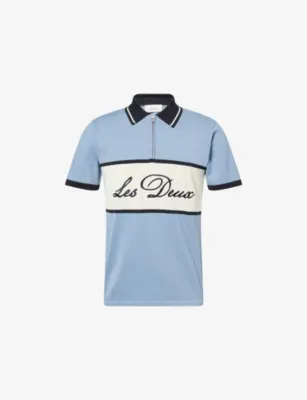 LES DEUX Knitted Zipper Cotton Polo T-Shirt