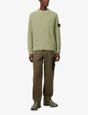 STONE ISLAND Logo-Patch Panelled Cotton Trousers detail 2