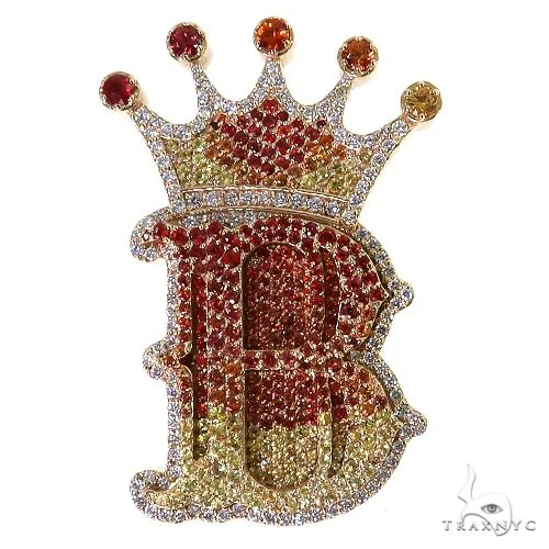 RINA - For Him CUSTOM Fire Sapphire Initial Crown Pendant 69528