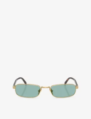 PRADA PRB54S Rectangle-Frame Metal Sunglasses