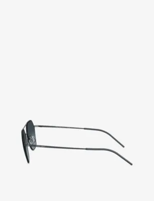 GIORGIO ARMANI AR6185 Square-Frame Metal Sunglasses in BLUE, additional product view 2