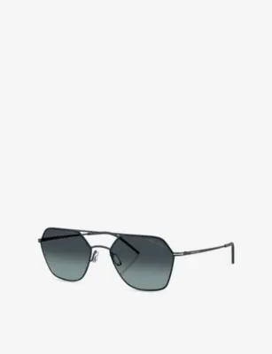 GIORGIO ARMANI AR6185 Square-Frame Metal Sunglasses in BLUE, additional product view 3