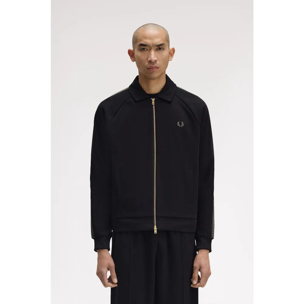Fred Perry Men's Side Tape Zip-Through Ribbed Tracksuit Top detail 3