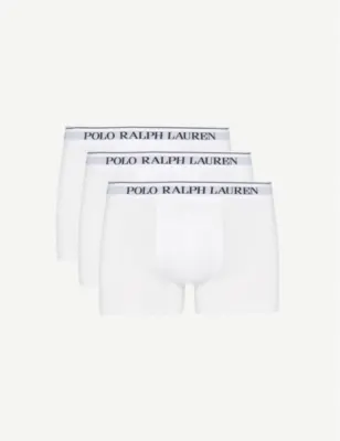 POLO RALPH LAUREN Logo waistband classic-fit stretch-cotton trunks pack of three - BLACK/WHITE/GREY detail 2