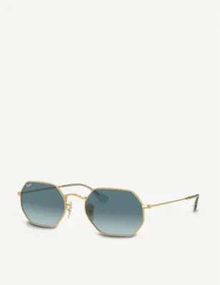 RAY-BAN RB3556 metal and glass octagonal-frame sunglasses detail 2
