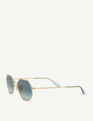 RAY-BAN RB3556 metal and glass octagonal-frame sunglasses detail 3