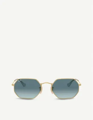 RAY-BAN RB3556 metal and glass octagonal-frame sunglasses