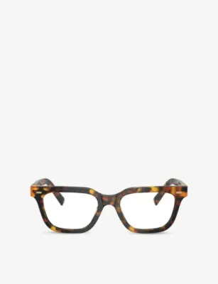 MIU MIU MU 07XV Rectangle-Frame Tortoise Acetate Glasses