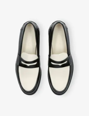 DUKE & DEXTER Wilde penny leather loafers - EUR 42 / 8 UK MEN in BLK/WHITE, additional product view 2