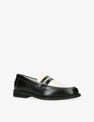 DUKE & DEXTER Wilde penny leather loafers - EUR 42 / 8 UK MEN in BLK/WHITE, additional product view 3