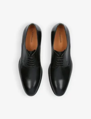 MAGNANNI Branded tonal-stitching leather Derby shoes - EUR 43 / 9 UK MEN in BLACK, additional product view 2