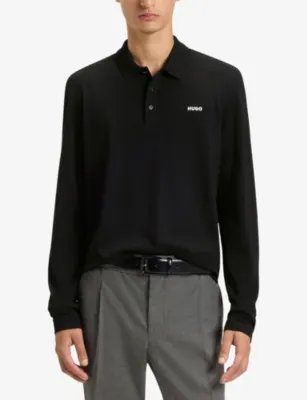 HUGO Logo-Print Cotton-Piqué Polo Shirt detail 3