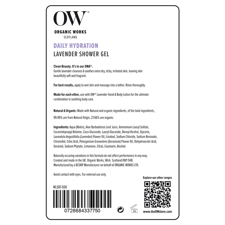 Organic Works Lavender Shower Gel 500ml, additional product view 2