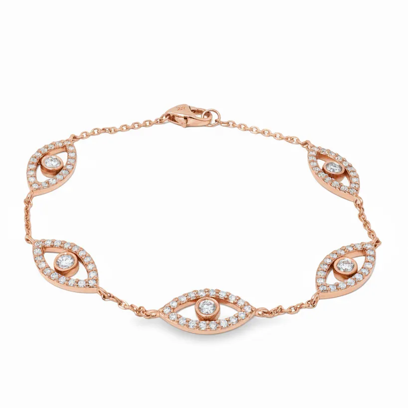 DANNY - CORE Evil Eye Bracelet With White Lab Diamonds 71061 in Rose Gold – Bracelet