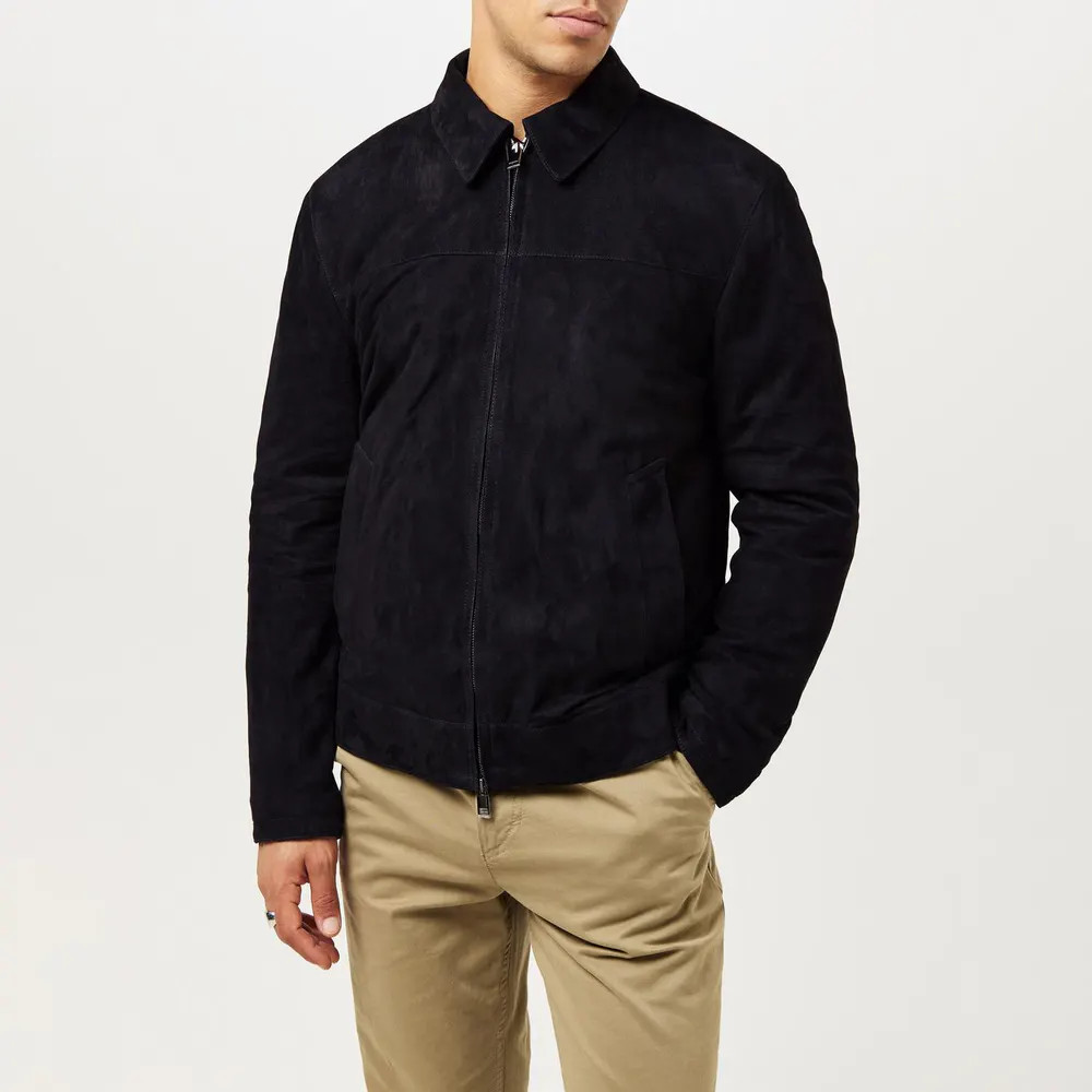 Brioni Men's Suede Long Sleeve Slim Fit Leather Jacket detail 3