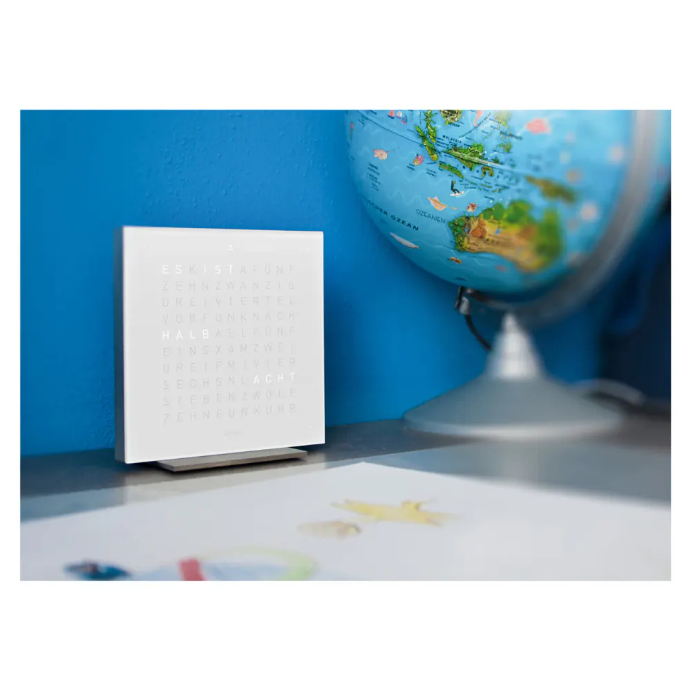 QLOCKTWO TOUCH Vanilla Sugar Acrylic Table Clock 13.5cm in White, additional product view 2