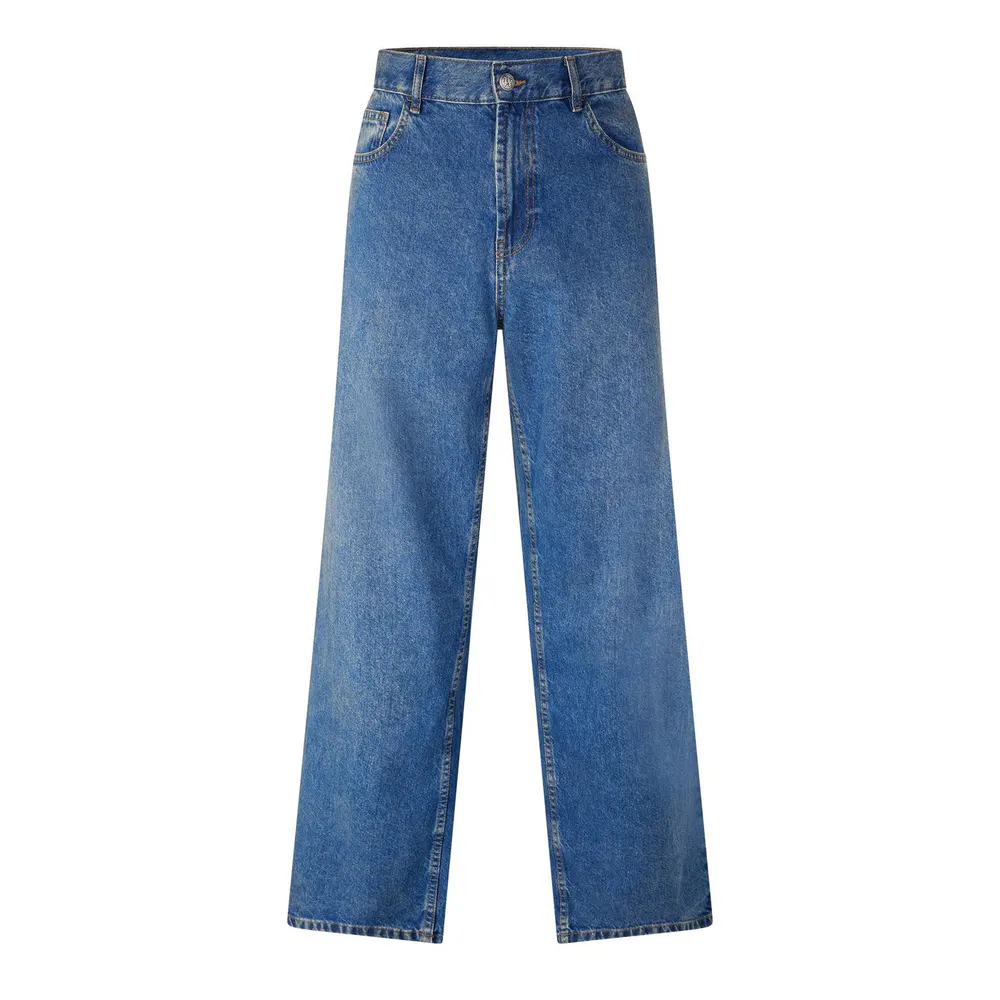 Palm Angels Men's Wide Leg Jeans in Medium Blue – Clothing