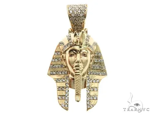 RINA - For Him FACTORY 14K Gold Prong Diamond Small Pharaoh King Tut Charm Pendant 63729 in Rose Gold – Pendant