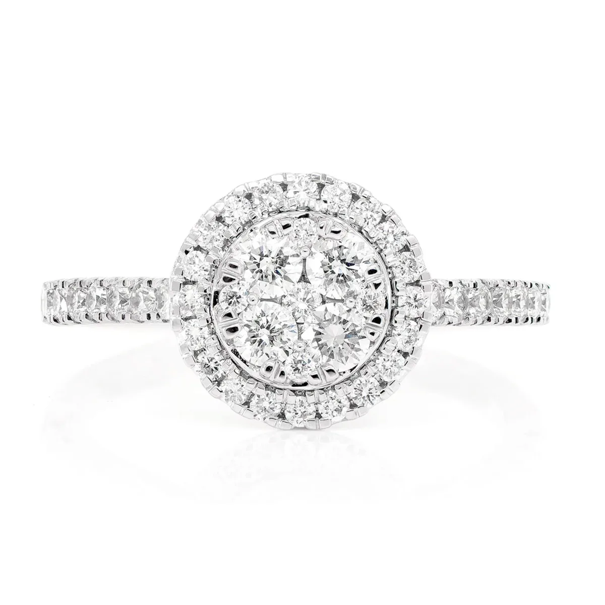 For Him Round Mosaic Halo Diamond Ring in White Gold / VS / Natural Diamond – Ring