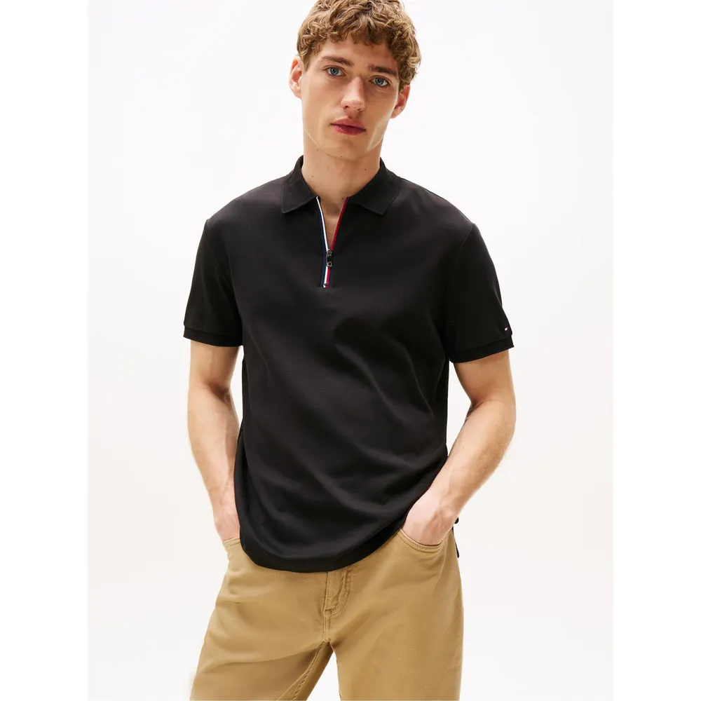 Tommy Hilfiger Signature Zip Placket Polo Shirt detail 2