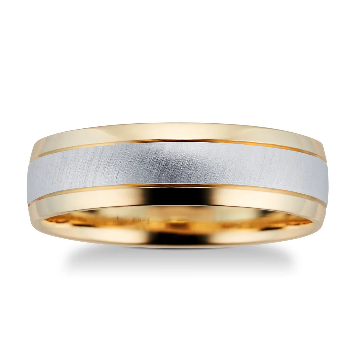 For Him Gents 9ct Gold Two Tone 6mm Fancy Court Wedding Band