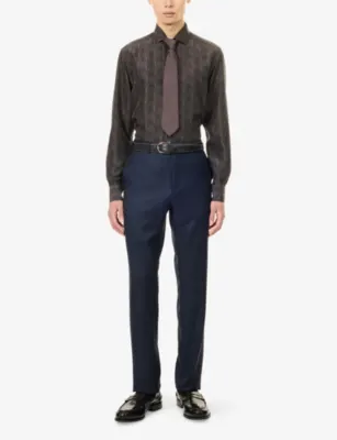 CORNELIANI Wave Printed Long-Sleeve Silk Shirt detail 2