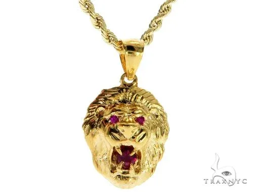 MARYAM - For Him SILVER For Him Ruby Lion Pendant and Rope Chain Set 61556 in Rose / 18 Inches – Pendant