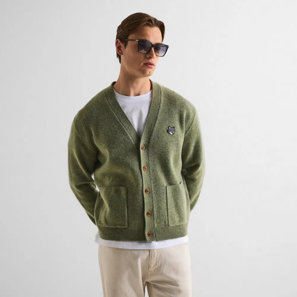 Maison Kitsune Men's Fox Hood Milano Lamb Cardigan detail 3