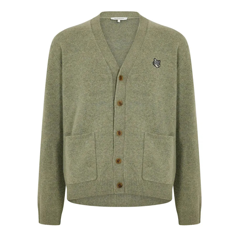 Maison Kitsune Men's Fox Hood Milano Lamb Cardigan