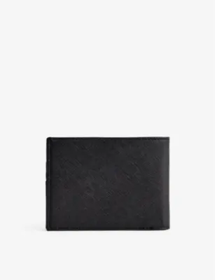 EMPORIO ARMANI Brand-plaque billfold woven wallet detail 3