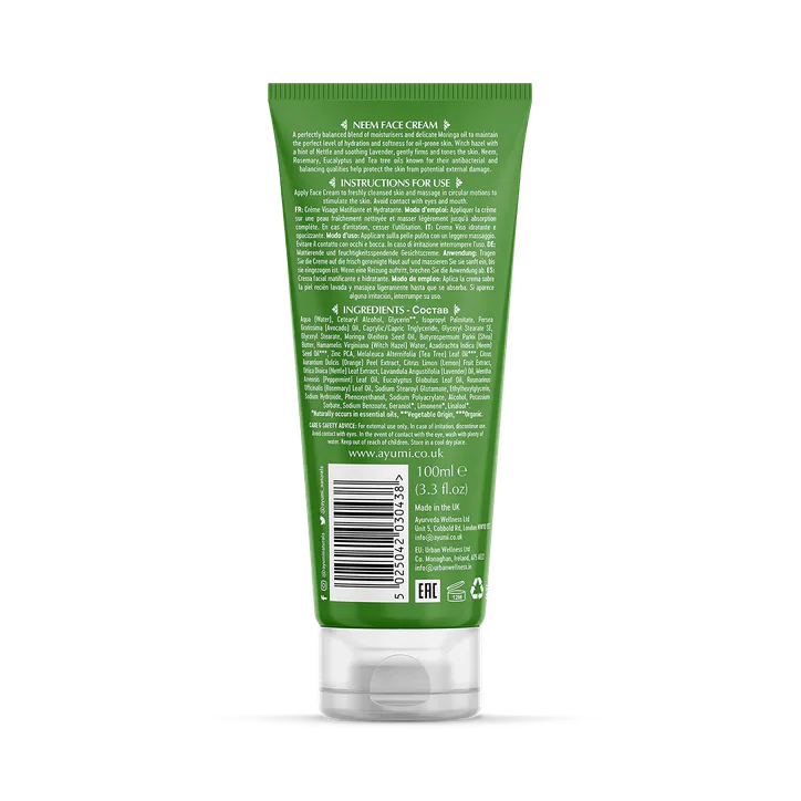Ayumi Neem & Tea Tree Oil Control Face Cream, Daily Mattifying Moisturiser for Oily and Acne-Prone Skin 100ml detail 2