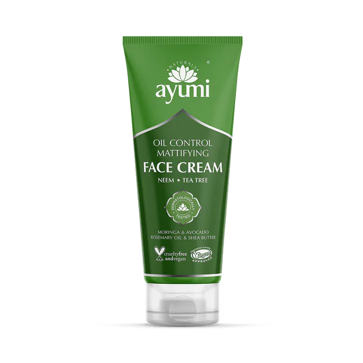 Ayumi Neem & Tea Tree Oil Control Face Cream, Daily Mattifying Moisturiser for Oily and Acne-Prone Skin 100ml