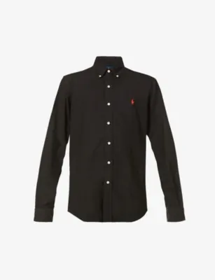 POLO RALPH LAUREN Long-sleeved garment-dyed custom-fit cotton Oxford shirt - POLO BLACK detail 2