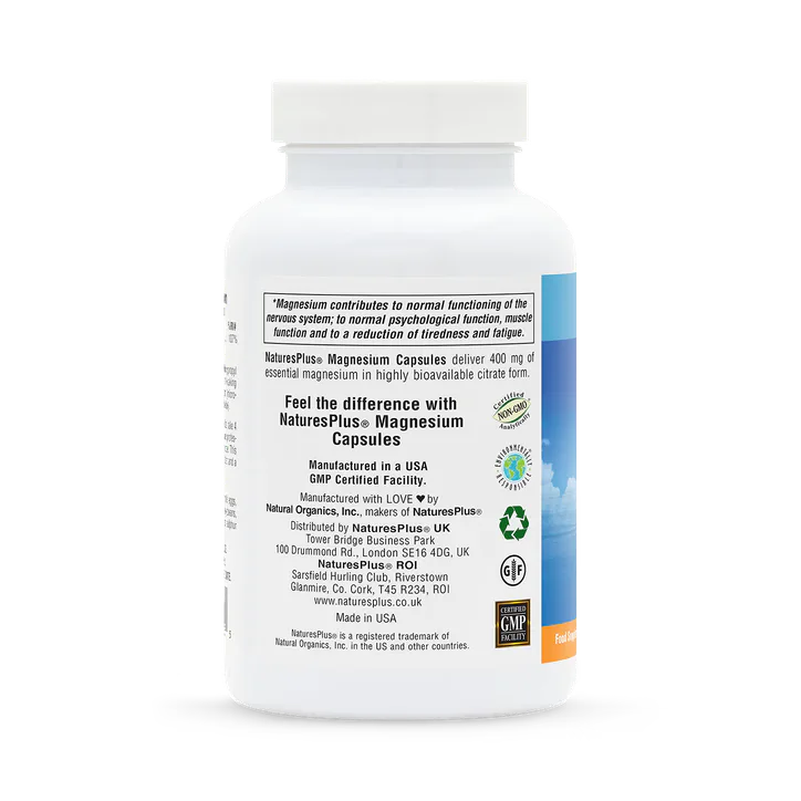 NaturesPlus Magnesium 400 MG 120 Vegan Capsules detail 3