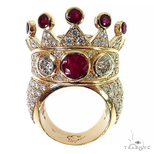 RINA - For Him CUSTOM CVD Diamond With Ruby Recreated Tupac Crown Ring 69132