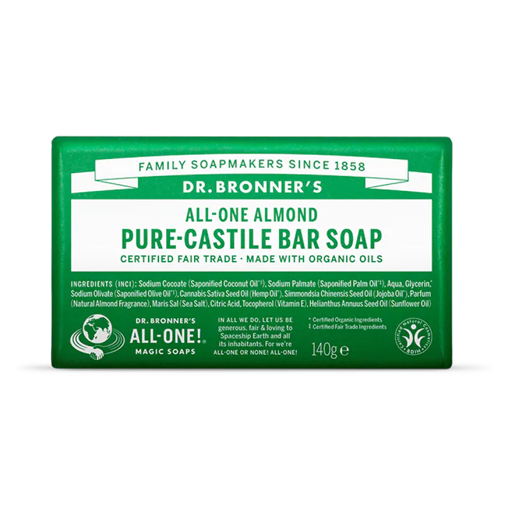 Dr Bronner All-One Almond Pure-Castile Bar Soap 140g