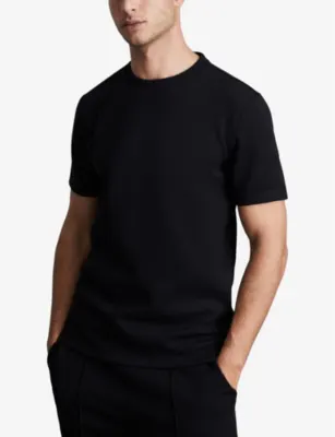 REISS Crewneck short-sleeve stretch-jersey T-shirt detail 3