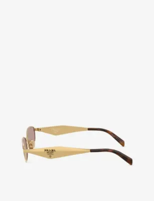 PRADA PR D51S Oval-Frame Metal Sunglasses detail 2