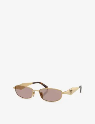 PRADA PR D51S Oval-Frame Metal Sunglasses detail 3