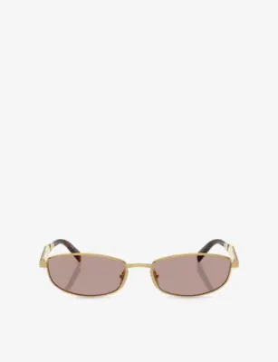 PRADA PR D51S Oval-Frame Metal Sunglasses