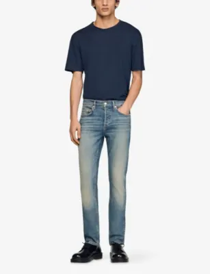 SANDRO Faded-Wash Slim-Fit Denim Jeans detail 2