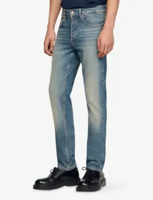 SANDRO Faded-Wash Slim-Fit Denim Jeans detail 3