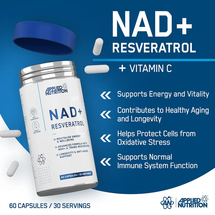 Applied Nutrition NAD+ Trans Resveratrol 60 Capsules detail 2