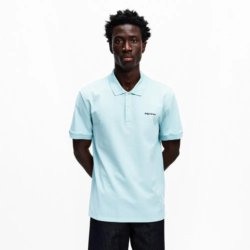 Alexander McQueen Men's Alex Logo Embroidered Polo Shirt detail 3