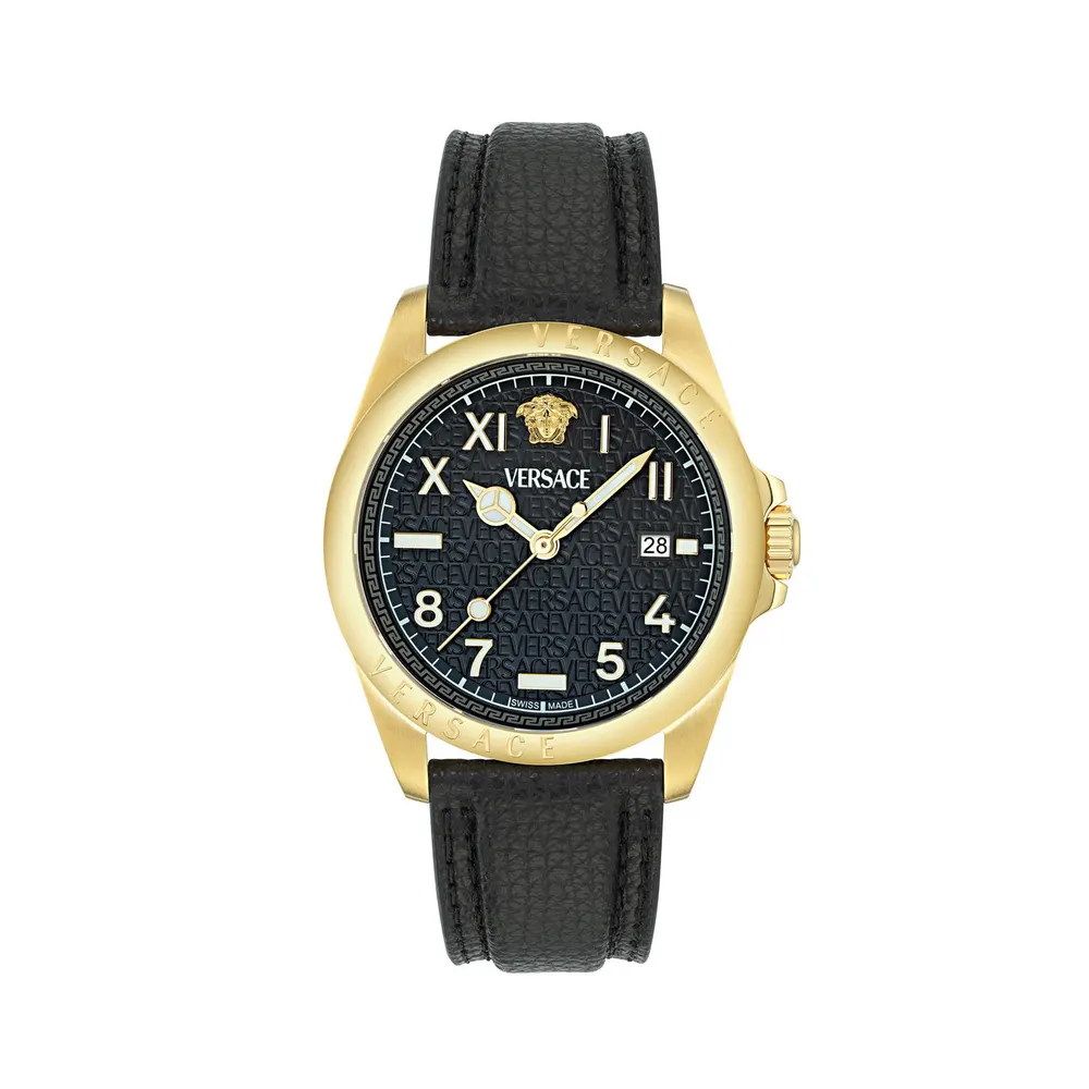 Versace Men's Anteo Quartz Analogue Watch in Black/Gold – Accessories