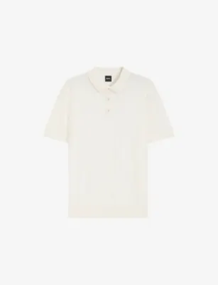 BOSS Jacquard Short-Sleeve Knitted Polo Shirt - Open White in 118, additional product view 2