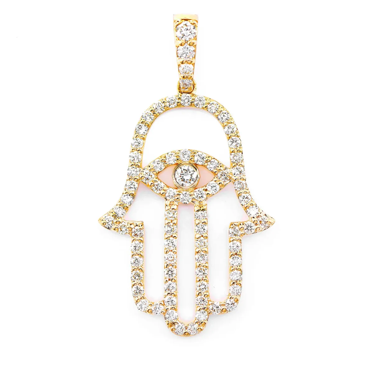 For Him Outlined Hamsa Diamond Pendant